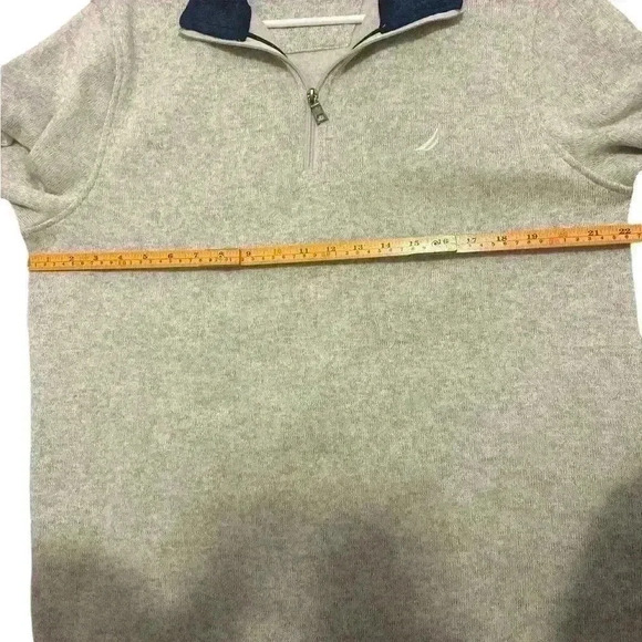 Nautica- grey pull over sweater with front zipper.  Size: large - Picture 4 of 5